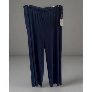 Chicos Travelers Navy Blue Wide-Leg Palazzo Ankle Pants Sz 3 Petite/Plus 16 NWT